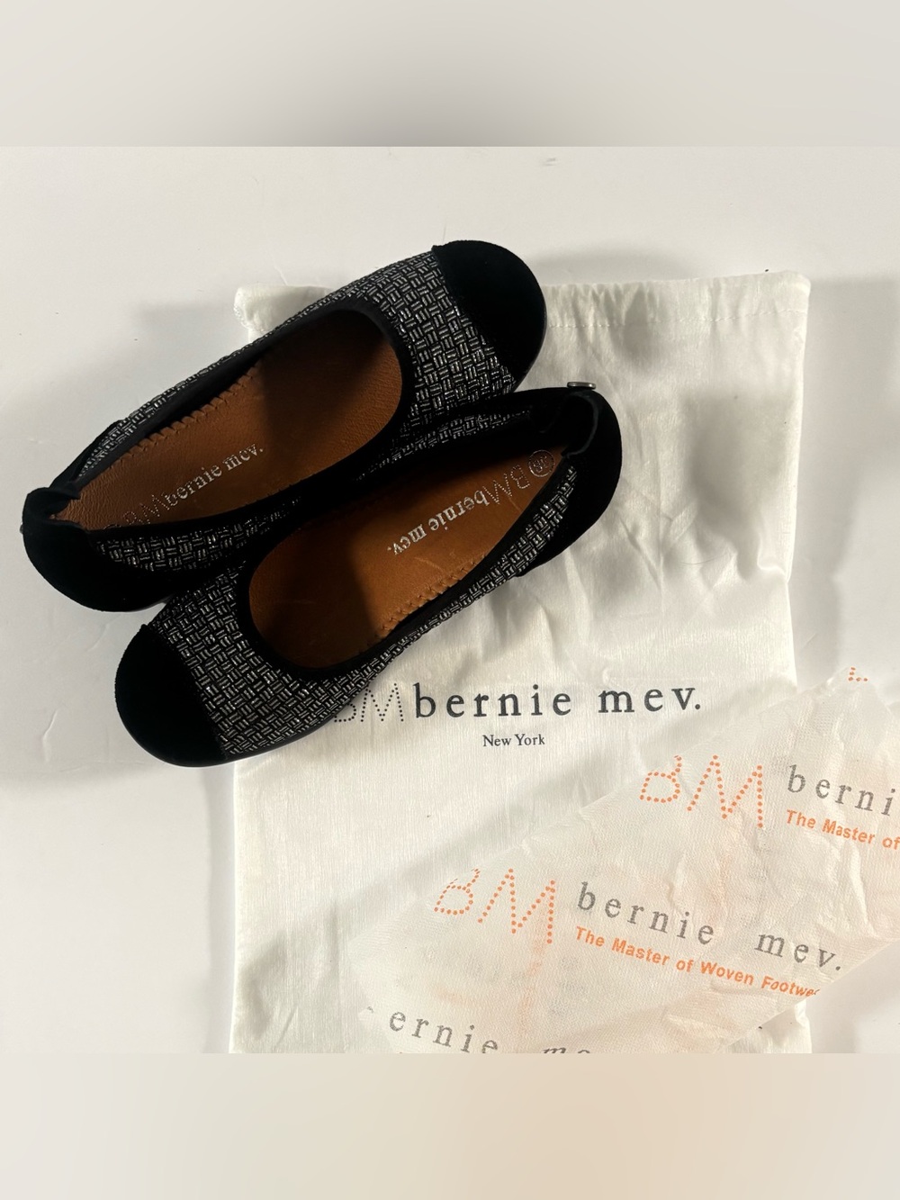 Bernie Mev Woven Flats Black Comfort Slip On Shoes EU 38 – US 7.5–8